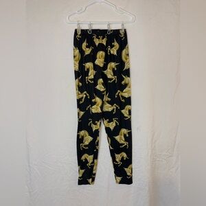 Legging Army-Black and Gold Horse Print Leggings